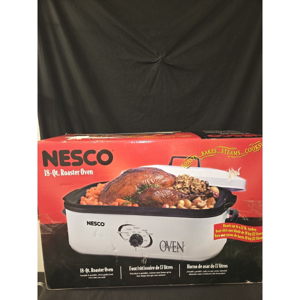 Vintage NESCO 18‎ Qt Roaster Oven Slow Cook Roast Bake Cook Steam 4808-14-30 NEW